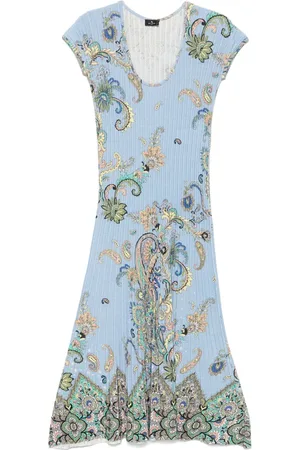 Etro Vestido midi con estampado de cachemira