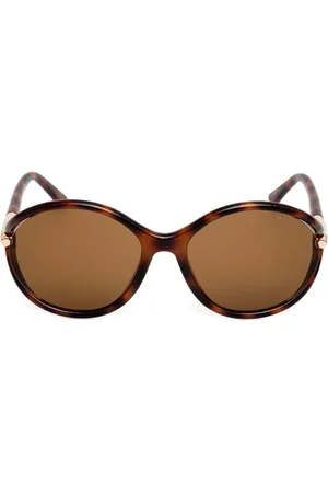 Tom Ford Lentes de sol con armazón ovalado estilo carey