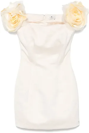 Elisabetta Franchi Vestido corto de satén con aplique floral