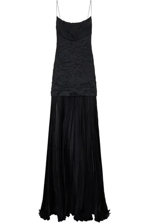 Roberto Cavalli Vestido largo de seda con efecto arrugado