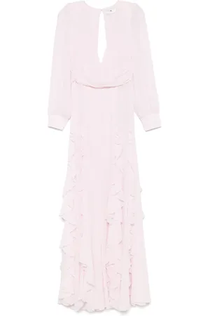 Elisabetta Franchi Vestido largo de georgette con volantes