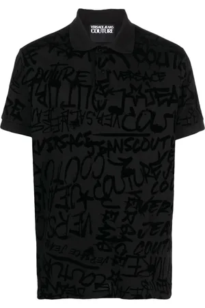 VERSACE Playera tipo polo con estampado de grafiti