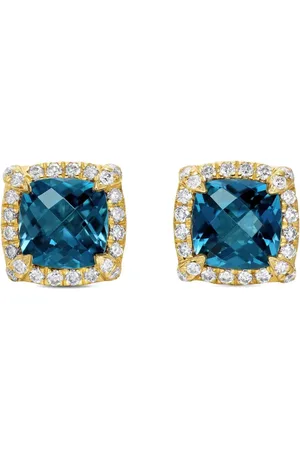 David Yurman Aretes Petite Chatelaine en oro amarillo de 18kt con diamantes y topacio (5mm)