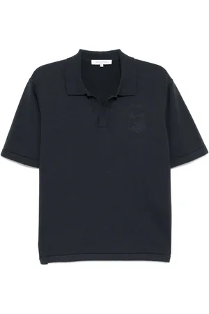 Maison Kitsuné Playera tipo polo tejida con cabeza Bold Fox bordada