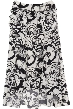 CHANEL Falda midi con estampado gráfico 1986-1988