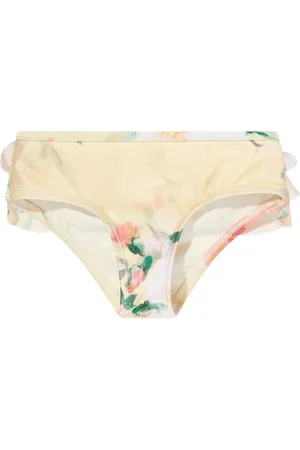 ZIMMERMANN Bikini bottom florales con volantes