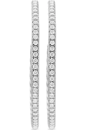 David Yurman Arracadas en plata de ley con diamantes en pavé de 38mm