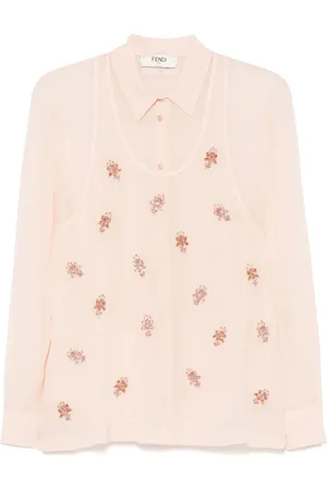 Fendi Camisa de georgette con bordado