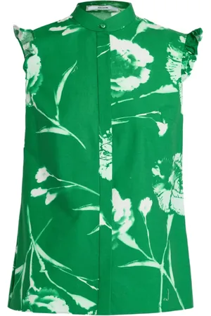 Erdem Blusa con estampado floral y detalle de volantes