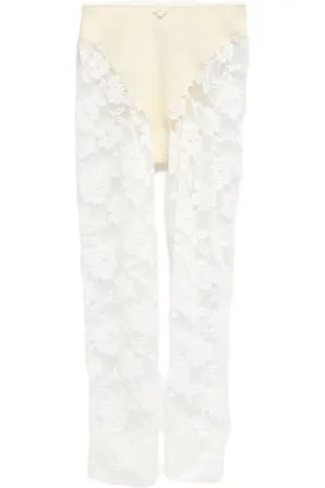 Vaquera Pantalones con encaje floral
