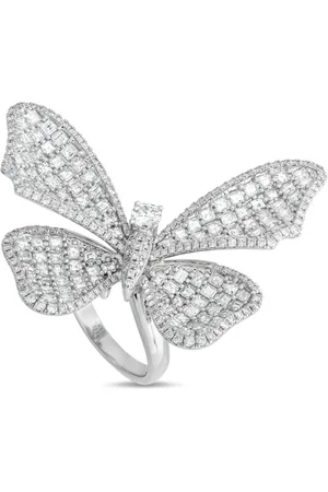 LB Exclusive Anillo en oro blanco de 18kt con motivo de mariposa y diamante de archivo