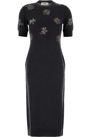 Fendi Vestido midi con bordado floral