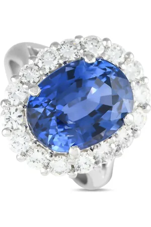 LB Exclusive Anillo en oro blanco de 18kt con diamante y zafiro