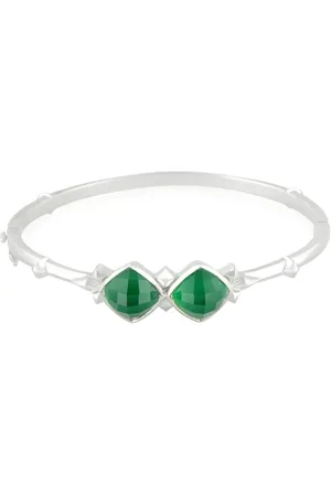 STEPHEN WEBSTER Sterling silver chrysoprase and emerald bangle