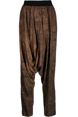 UMA WANG Pantalones drop crotch con bordado floral