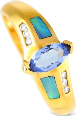 LB Exclusive Anillo en oro amarillo de 14kt con diamante y tanzanita de archivo