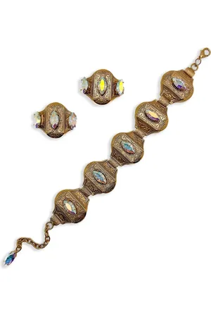 JENNIFER GIBSON JEWELLERY Aretes y pulsera Aurora Borealis 1960