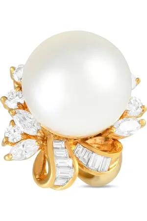 LB Exclusive Anillo en oro amarillo de 18kt con diamante y perla