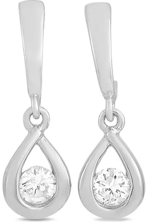 LB Exclusive Aretes en oro blanco de 14kt con diamante
