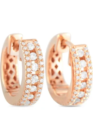 LB Exclusive Arracadas en oro rosa de 14kt con diamante