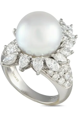 LB Exclusive Anillo en platino con diamantes y perla