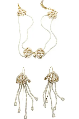 Dior Aretes y collar con perlas artificiales 2000