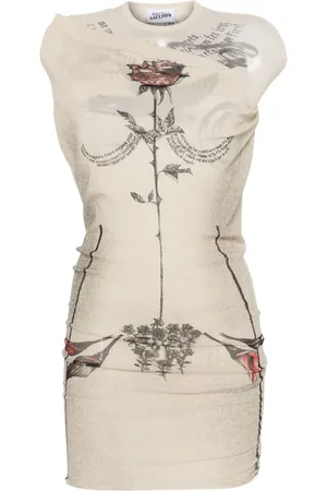 Jean Paul Gaultier Vestido corto Tattoo Rose and Bird