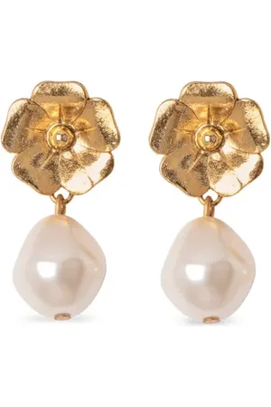 Jennifer Behr Arracadas Luiza con baño de oro de 18kt con perla