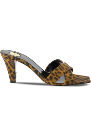 Saint Laurent Mules con estampado de leopardo y tacón de 75mm