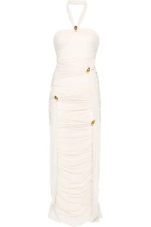 BLUMARINE Vestido largo fruncido con cuello halter