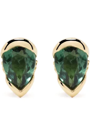 Fernando Jorge Aretes Bloom en oro amarillo de 18kt con diamantes y turmalina
