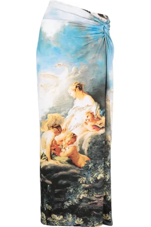 Roberto Cavalli Falda asimétrica con estampado de pintura