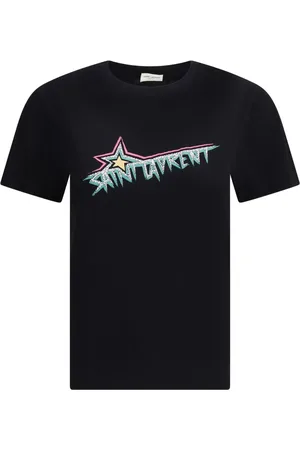 Saint Laurent Playera con estampado de estrella y logo