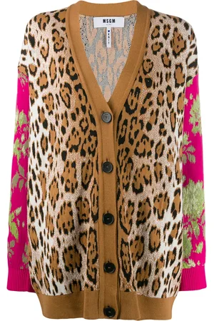 Msgm Cárdigan de intarsia con motivo de leopardo