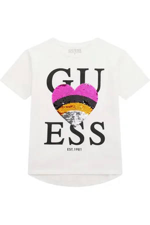 Guess Playera con corazón con lentejuelas