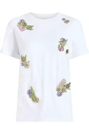 Cinq A Sept Playera con detalles de cristal