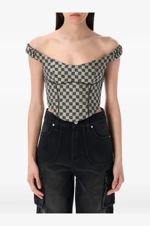 MISBHV Top con hombros descubiertos y logo estampado