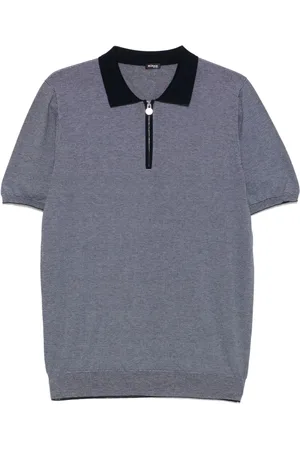 Kiton Playera tipo polo con rayas estampadas