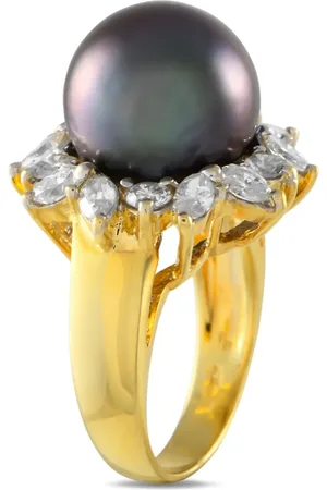 LB Exclusive Anillo en oro amarillo de 18kt con diamantes y perla de Tahití