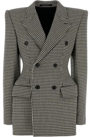 Balenciaga Blazer Hourglass con doble botonadura y estampado pied de poule