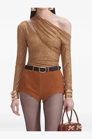 Self-Portrait Top con apliques de strass