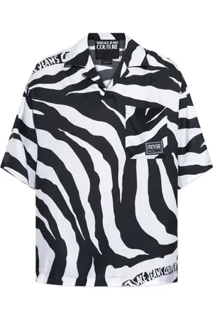 VERSACE Camisa con estampado de cebra y manga corta