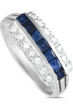 LB Exclusive Anillo en platino con diamantes y zafiro