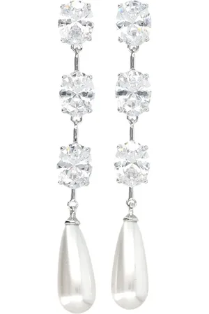 Self-Portrait Aretes con dije de perla y cristales