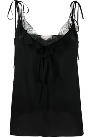 Alexander McQueen Top sin mangas con volantes