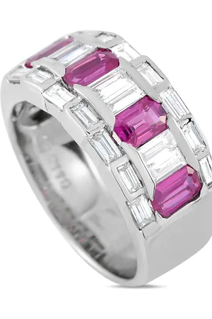 LB Exclusive Anillo en oro blanco de 18kt con diamante y rubí