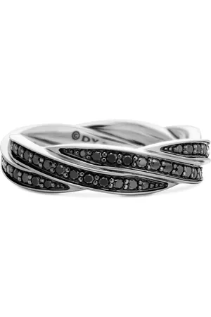 David Yurman Anillo de banda DY Helios en plata de ley con diamante de 6mm