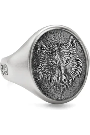 David Yurman Anillo de sello Petrvs Wolf en plata de ley de 21.5mm