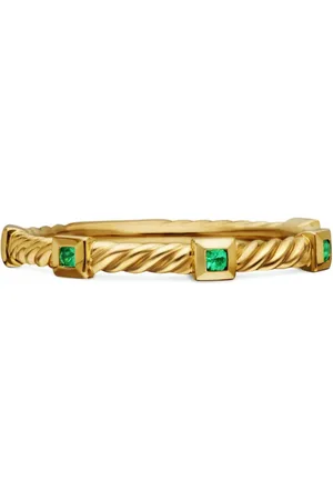 David Yurman Anillo Cable Collectibles en oro amarillo de 18kt con esmeralda de 2mm
