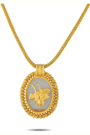 LALAoUNIS Collar Flying Geese en oro amarillo de 18kt con cristal